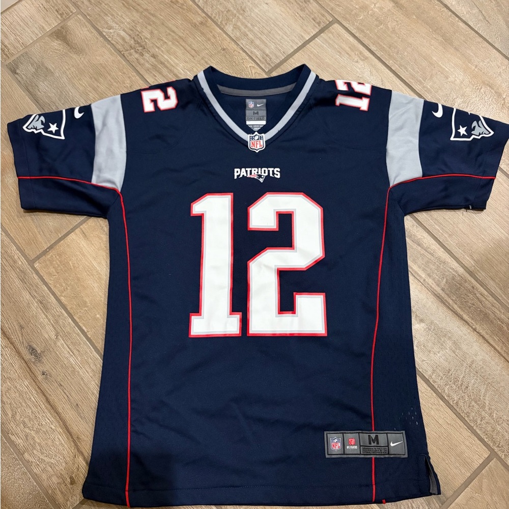 Nike New England Patriots Kids Navy Football JerseyTom Brady #12 Medium 10/12